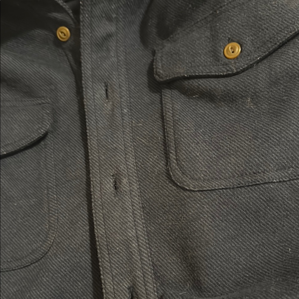 Black Lightweight Shirt Jacket with Diagonal Weave